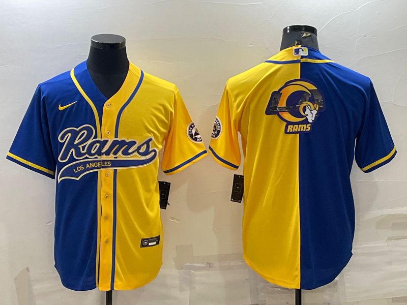 Men Los Angeles Rams Blank blue yellow 2022 Nike Co branded NFL Jerseys->women nfl jersey->Women Jersey